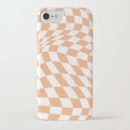 Peach Wavy Checkered Pattern iPhone Case