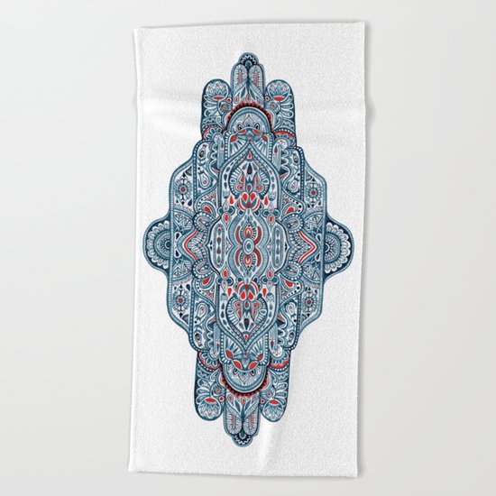 Hand painted symmetrical pattern Beach Towel