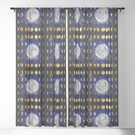 Moon phases magic womans hands on third eye reading crystal ball Sheer Curtain
