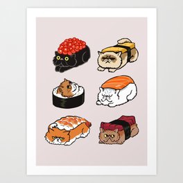 Sushi Persian Cat Art Print