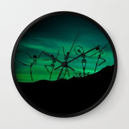 Skeletons dancing on top of a hill in oblivion Wall Clock