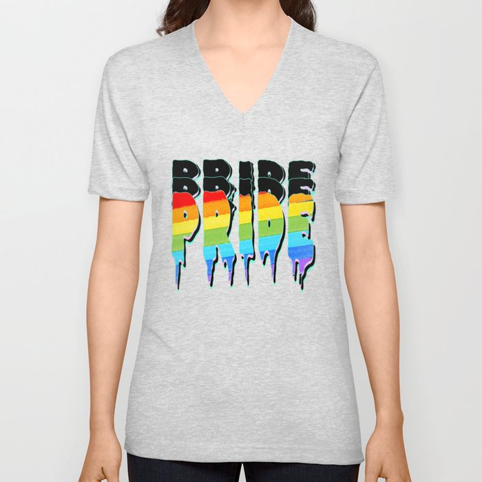 Rainbow Pride V Neck T Shirt