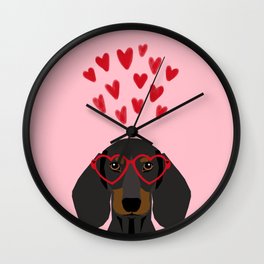 Dachshund dog breed pet art valentines day doxie must haves Wall Clock