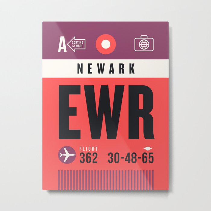 Luggage Tag A - EWR Newark USA Metal Print