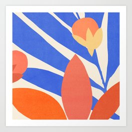 Blue and Red Tropical Abstract Art Print