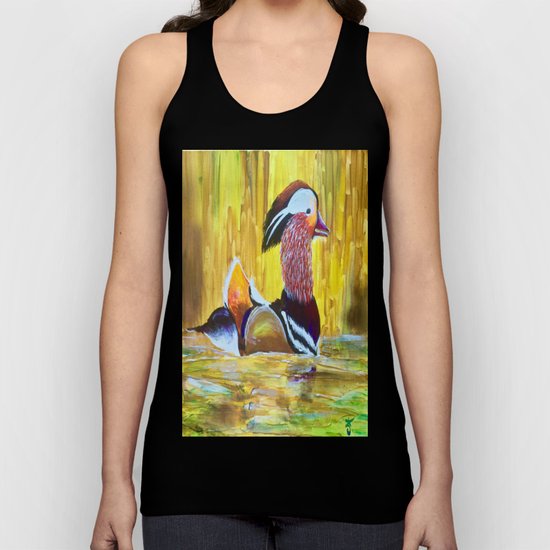 Colorful Mandarin Duck Floating on the water Unisex Tank Top