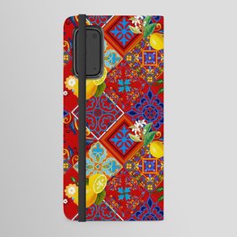 Tiles,mosaic,azulejo,quilt,Portuguese,majolica,lemons,citrus. Android Wallet Case