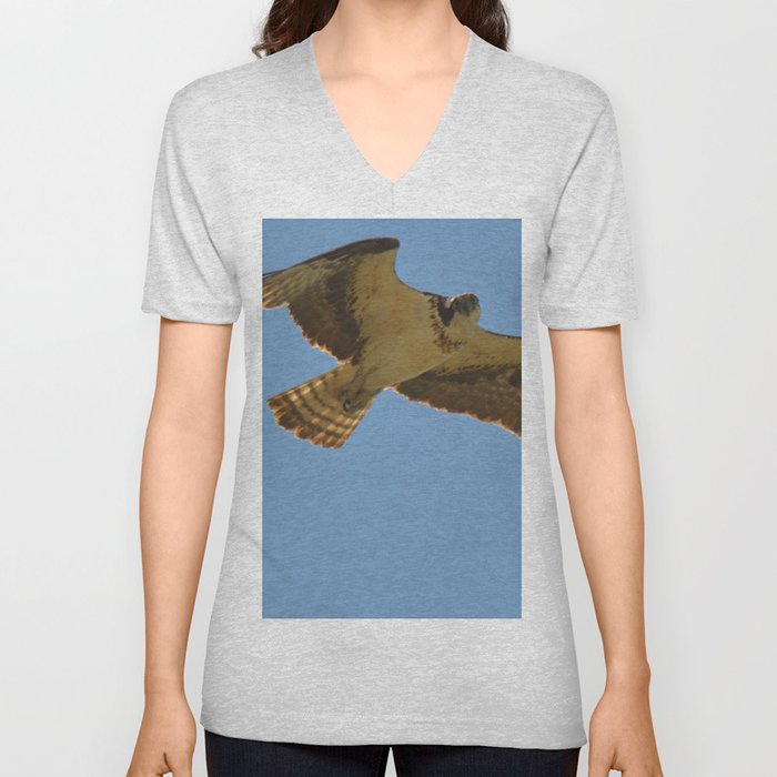 Osprey in Flight V Neck T Shirt