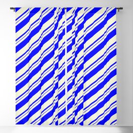 [ Thumbnail: Beige & Blue Colored Striped Pattern Blackout Curtain ]