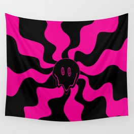 Smile Melt - Magenta and Black Wall Tapestry