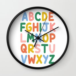 Alphabet Poster - Colorful ABC Nursery Prints Wall Clock