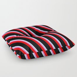 [ Thumbnail: Eyecatching Blue, Beige, Orchid, Red & Black Colored Lines/Stripes Pattern Floor Pillow ]