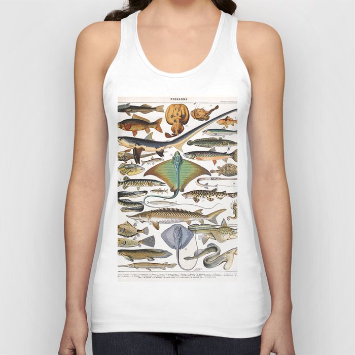 Adolphe Millot - Poissons A - French vintage nautical poster Tank Top