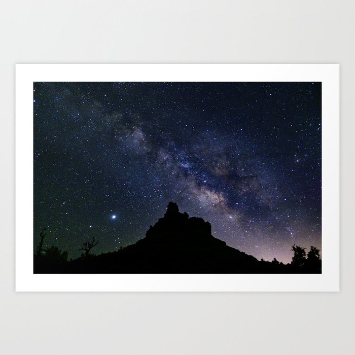 Milky Way Rising Over Bell Rock in Sedona Art Print