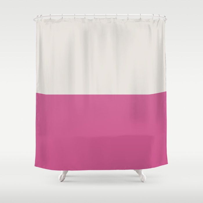 Color Block Pink Beige Shower Curtain
