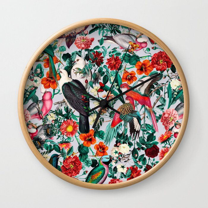 FLORAL AND BIRDS XIV Wall Clock