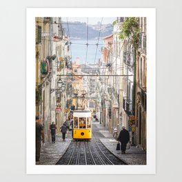 Lisbon Yellow Tram Portugal Art Print