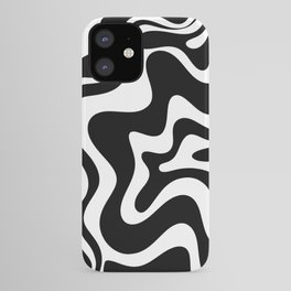 Liquid Swirl Abstract Pattern in Black and White iPhone Case
