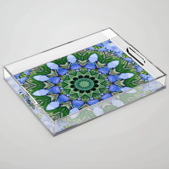 Blue Iris Mandala Acrylic Tray