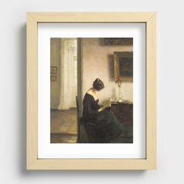 Woman on a Chair Reading Recessed Framed Print