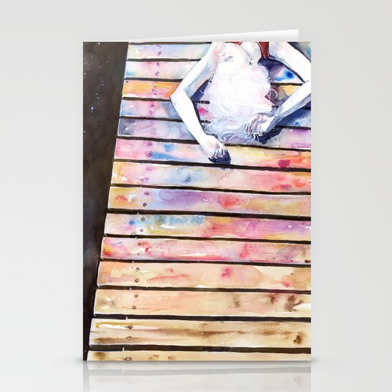 on the jetty, in the sun, her mind was elsewhere Stationery Cards