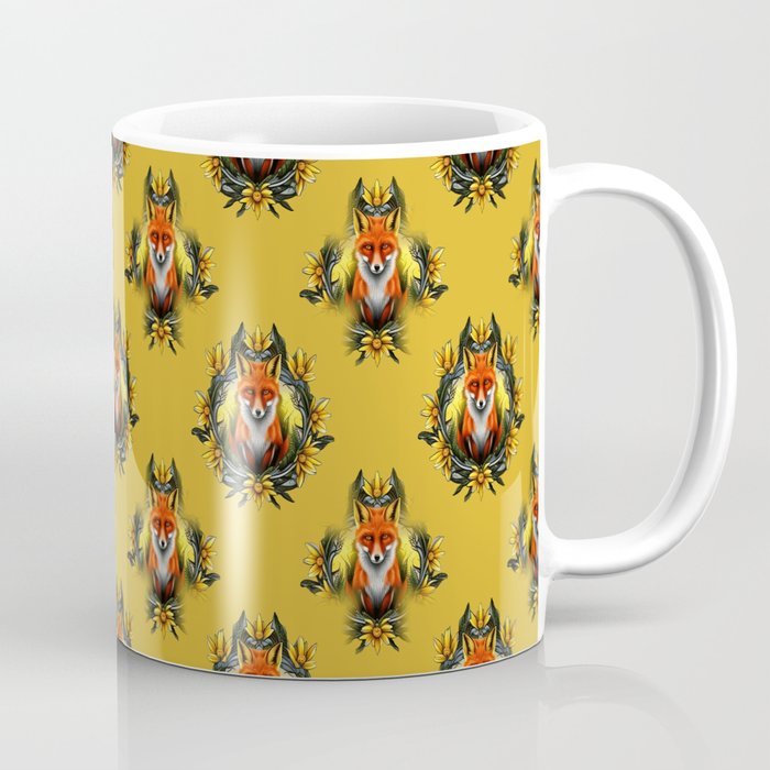 A Red Fox Surrounded By Tickseed Mississippi State Tattoo Art Coffee Mug