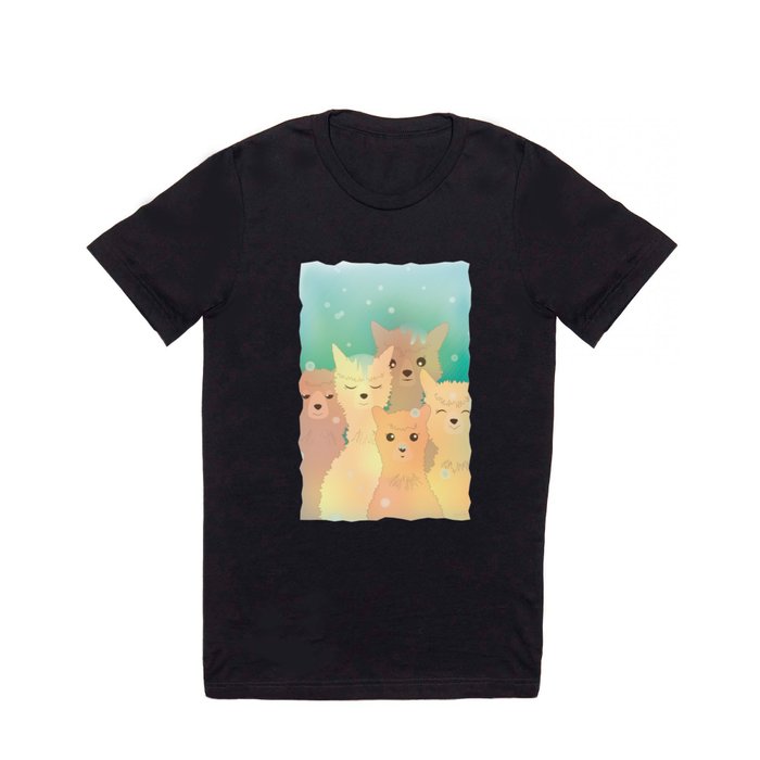 Alpaca Family I - Mint Green Snow Background T Shirt