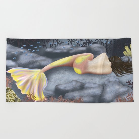 Sleeping Mermaid Beach Towel
