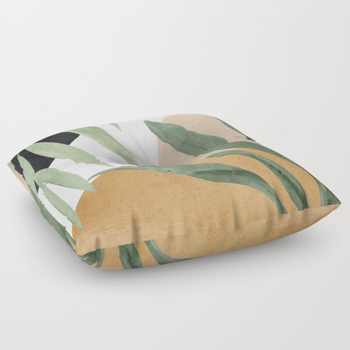 Abstract Art Tropical Leaves 4 Floor Pillow