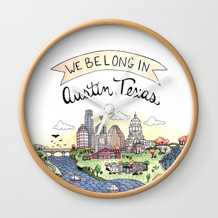 We Belong in Austin Wall Clock