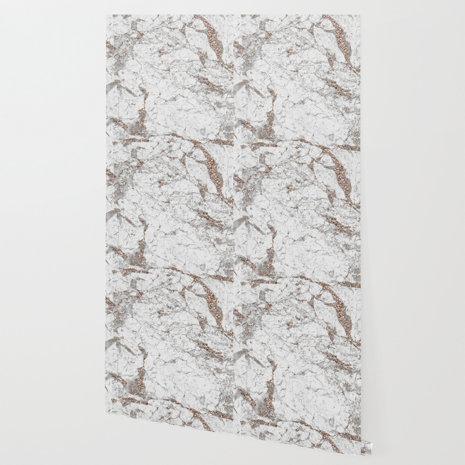 White Frost Rose Gold Marble Wallpaper By Marbleco Society6