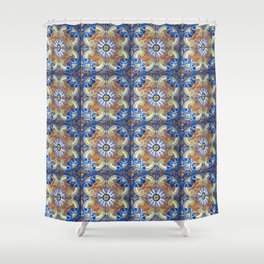 Vintage Italian Majolica Tiles Shower Curtain
