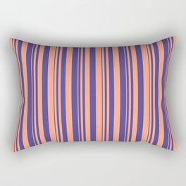[ Thumbnail: Light Salmon and Dark Slate Blue Colored Pattern of Stripes Rectangular Pillow ]