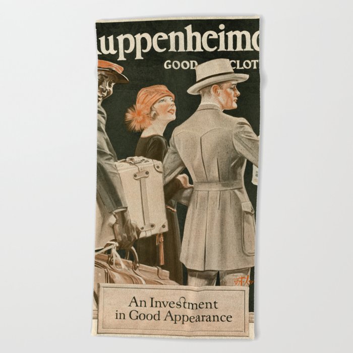 Kuppenheimer, Good Clothes, An investment in Good Appearance, 1922 by Joseph Christian Leyendecker Beach Towel