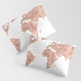 World Map Rose Gold Pink Vintage Pillow Sham
