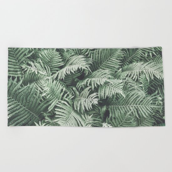 Fern Pattern Emerald Green Beach Towel