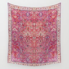 N45 - Pink Vintage Traditional Moroccan Boho & Farmhouse Style Artwork. Wall Tapestry