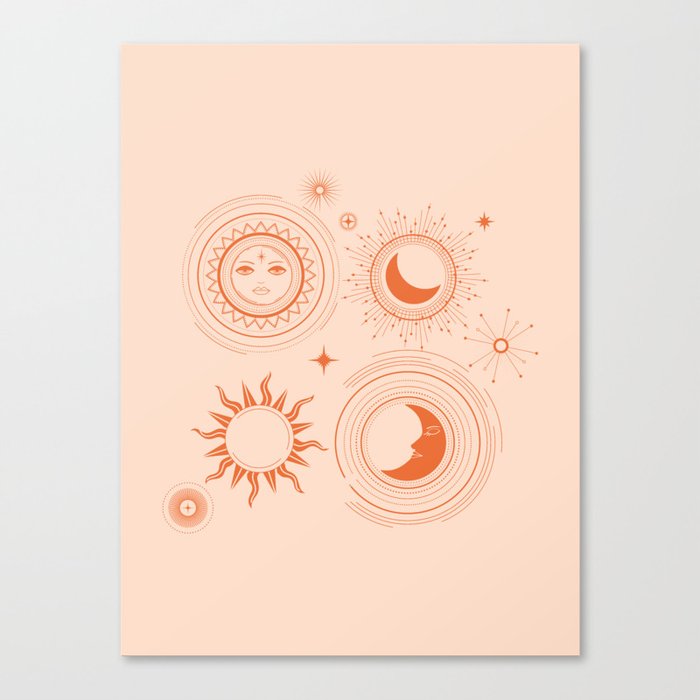 Moon and Sun on Pink Canvas Print