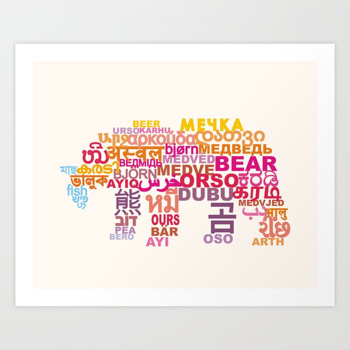 Bear in Different Languages Art Print