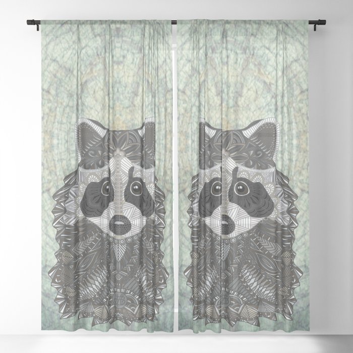 Ornate Raccoon Sheer Curtain