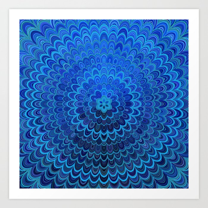 Blue Flower Mandala Art Print