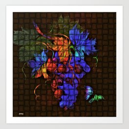 SWEET AND JUICY Art Print | Clusters, Modern, Wine, Painting, Concords, Grapecluster, Edibles, Grapes, Kitchen, Colorful 