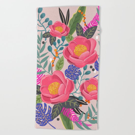 Romantic Blossom, flower print, floral print Beach Towel