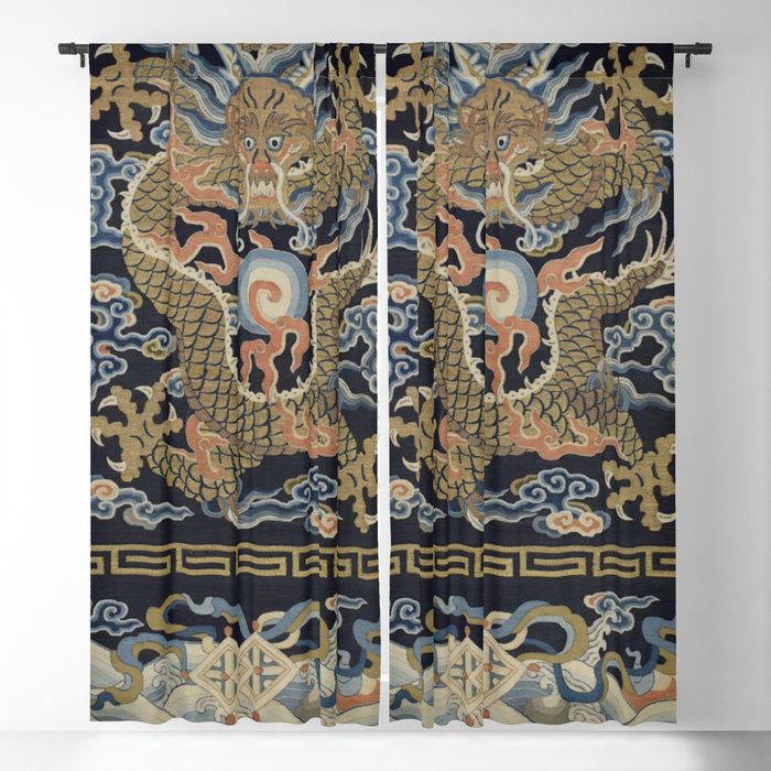 Antique 18th Century Chinese Dragon Blackout Curtain