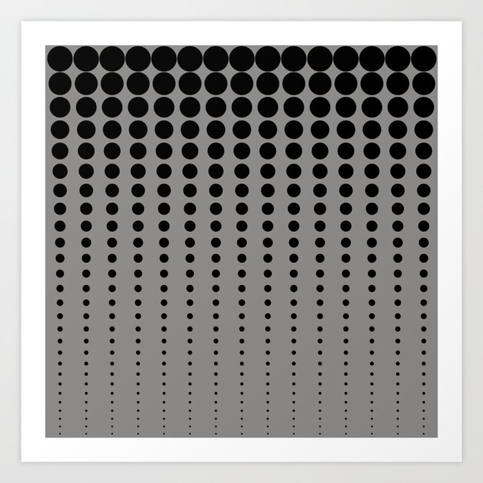 Reduced Black Polka Dots Pattern on Solid Pantone Pewter Background Art Print