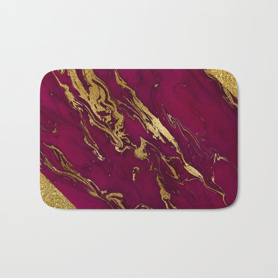 Luxury and glamorous gold glitter and pink marble Bath Mat