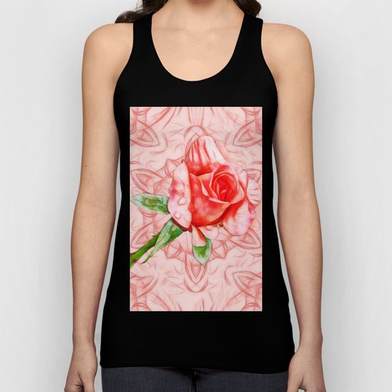 Pink rose on elegant kaleidoscope Unisex Tank Top