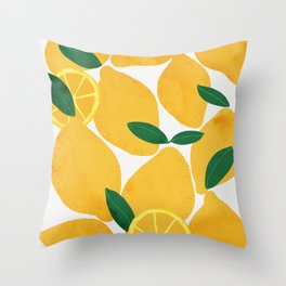 lemon mediterranean still life Throw Pillow