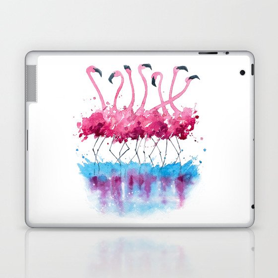 flamingos watercolor painting Laptop & iPad Skin