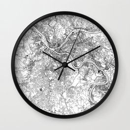 Pittsburgh White Map Wall Clock